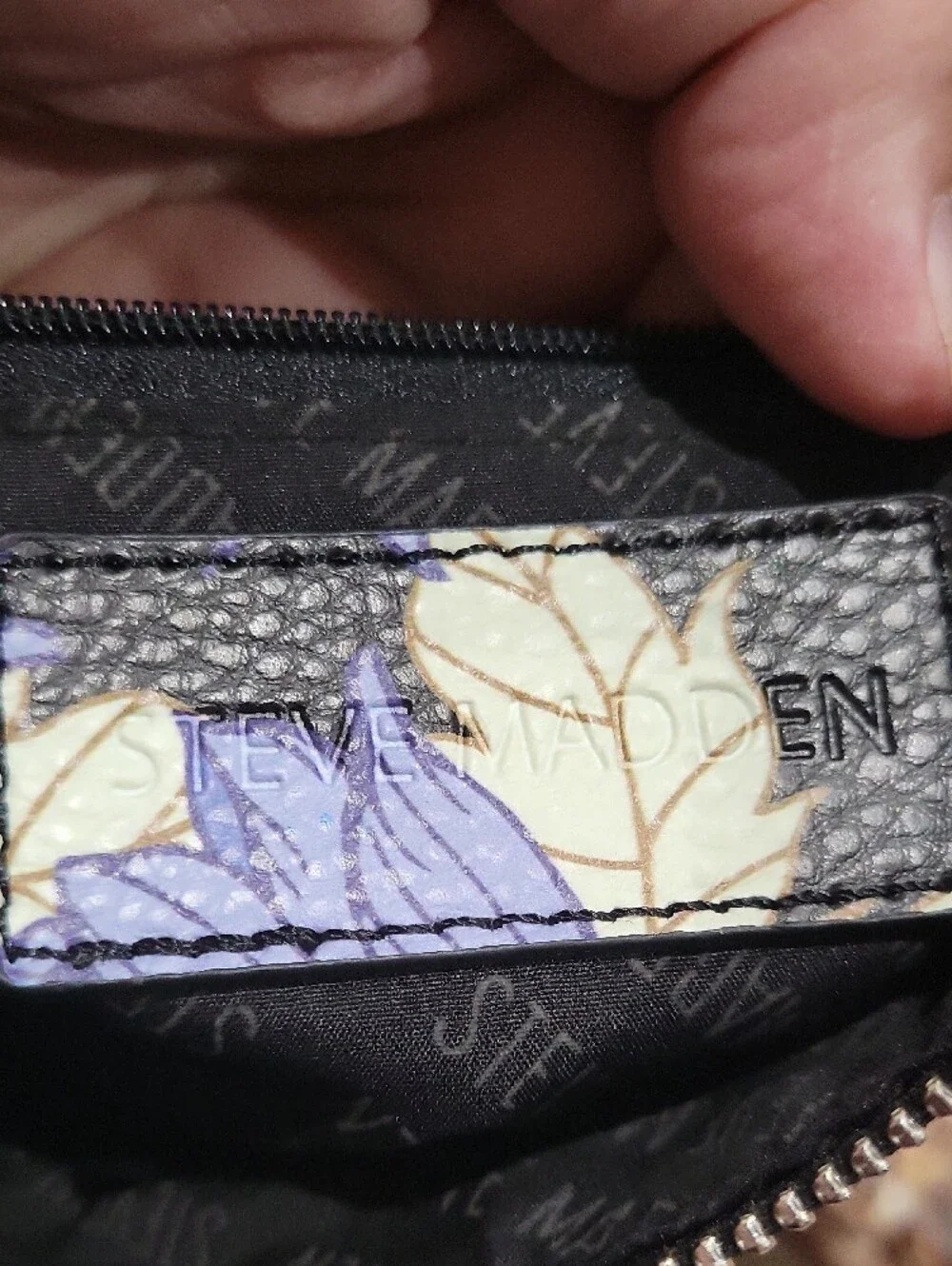 Steve Madden Floral Zip Cosmetic Pouch in Purple and Cream
